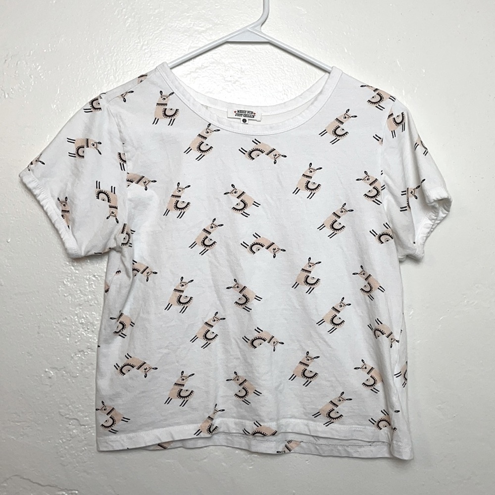 Messy Bun Just Chillin llama top, size S
